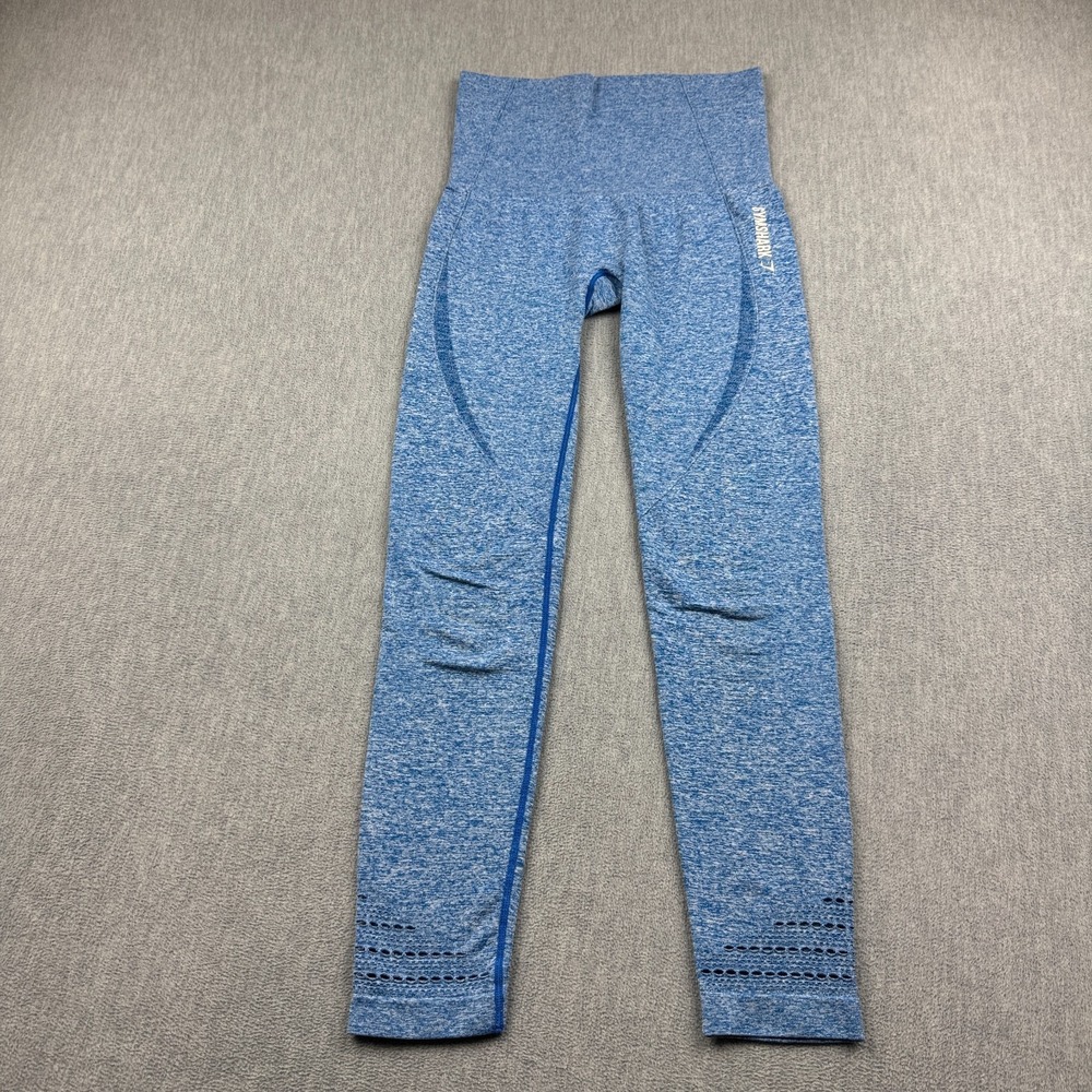 Gymshark Leggings Womens Small Blue Dry Moisture 27" Compression Pants Workout